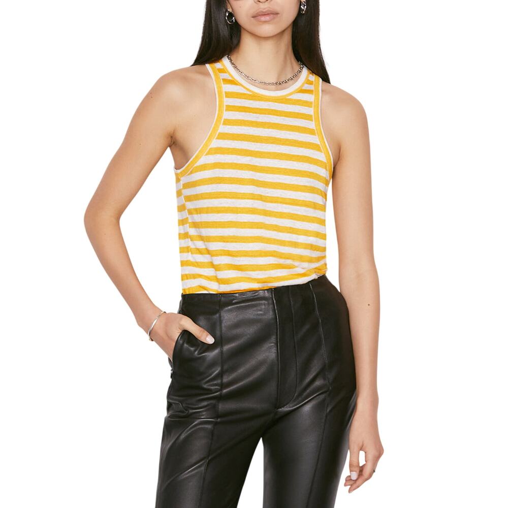 Frame Striped Orange Ringer Tank Top Size L